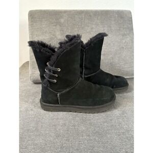UGG Womens Constantine Black Suede Shearling Lined Fur Ankle Boots Womens Size 8